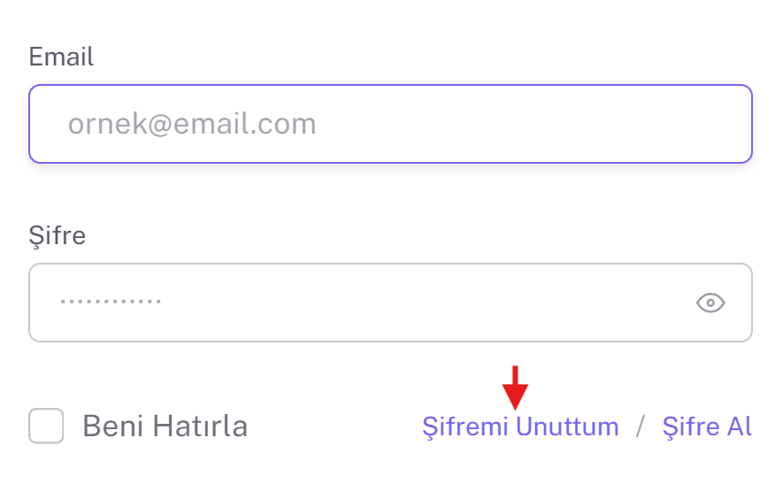 Şifremi Unuttum bağlantısı